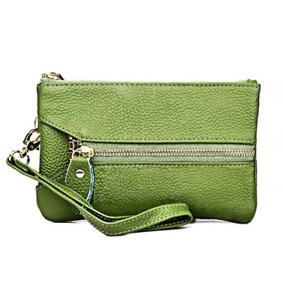 2001 horizontale vierkante Litchi textuur portemonnee Clutch tas voor dames met afneembare hand riem & 6 sleutelhangers (groen)