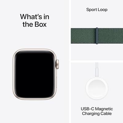 Apple Watch SE (2024) GPS 40 mm Aluminium kast Sport Loop Zeegroen