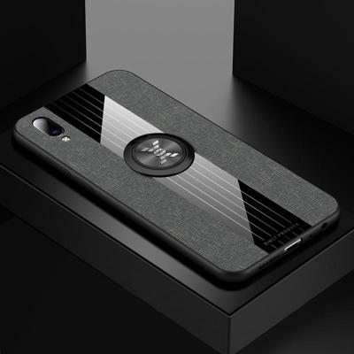 Voor vivo Y97 XINLI stiksels doek textuur schokbestendig TPU beschermhoes met ring houder (grijs)