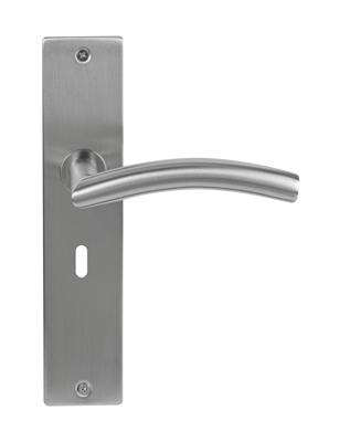 Deurklink Duo rvs basis op langschild sleutelgat 56mm