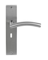 Deurklink Duo rvs basis op langschild sleutelgat 56mm - thumbnail