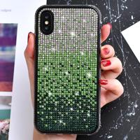 TPU + epoxy Flash Diamond Tri-Color Gradient telefoon beschermende case voor iPhone XS/X (gradiënt groen) - thumbnail