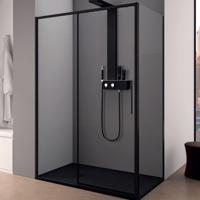 Douchecabine Lacus Torcello Aluminium Helder Glas Zwart (alle maten) - thumbnail