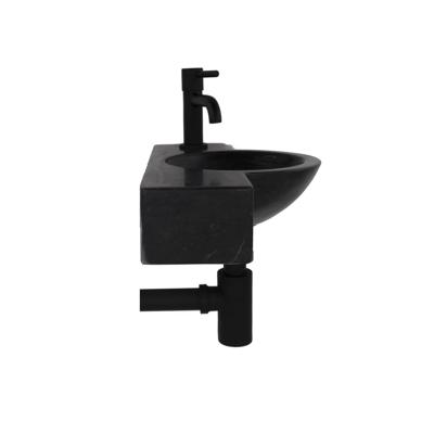 Fonteinset Boss & Wessing Fynn Natuursteen Eénhendelkraan En Sifon 40x23x8 cm Mat Zwart Boss & Wessing