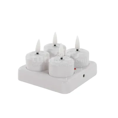 Waxinelichtjes Oplaadbaar LED Wit 4st