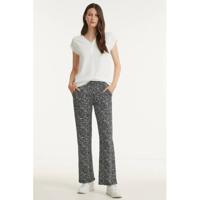 Geisha high waist wide leg palazzo broek met all over print zwart/wit - thumbnail