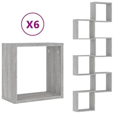 Wandschappen kubus 6 st 30x15x30 cm grijs sonoma Wandschappen kubus 6 st 30x15x30 cm grijs sonoma