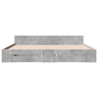 Bedframe met lades bewerkt hout betongrijs 200x200 cm