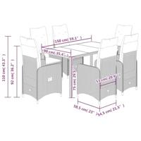 7-delige Bistroset met kussens poly rattan zwart - thumbnail