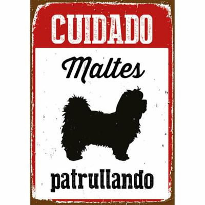 Plaat Magnet & Steel Cuidado Maltés Patrullando 14,8 x 21 cm