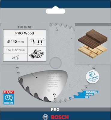 Bosch Accessories Bosch Power Tools 2608837670 Hardmetaal-cirkelzaagblad 140 x 12.7 mm Aantal tanden: 24 1 stuk(s)