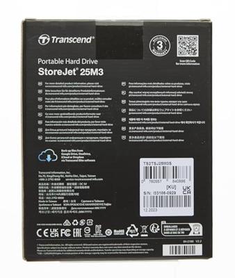 Transcend StoreJet® 25M3S Slim 2 TB Externe harde schijf (2,5 inch) USB-A 3.2 Gen 2 IJzergrijs TS2TSJ25M3S