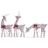 VidaXL Rendierfamilie kerstmis warmwit 270x7x90 cm mesh goudkleurig - thumbnail