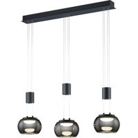 LED Hanglamp - Hangverlichting - Trion Maliba - 24W - 3-lichts - Warm Wit 3000K - Dimbaar - Rechthoek - Mat Zwart - Aluminium - thumbnail
