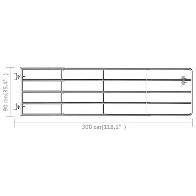 Poort met 5 stangen (115-300)x90 cm staal zilverkleurig Poort met 5 stangen (115-300)x90 cm staal zilverkleurig