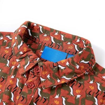 Kinderoverhemd met vossenprint 104 lichtroestkleurig