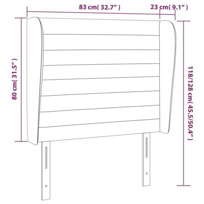 Hoofdbord met randen 83x23x118/128 cm stof zwart