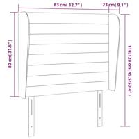 Hoofdbord met randen 83x23x118/128 cm stof taupe - thumbnail