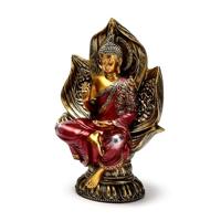Rood & Goud Thaise Boeddha Zittende Lotus - thumbnail