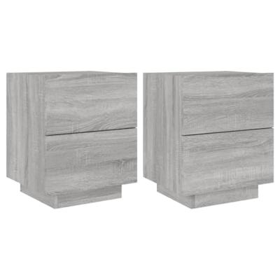 Nachtkastjes met LED-verlichting 2 st bewerkt hout grijs sonoma