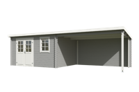 Blokhut met overkapping Aida 760x275 Platinum Grey-Wit Outdoor Life - Outdoor life - thumbnail