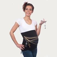 Op en Top Zwanger Zwangerschaps Buikband Sleutels Zwart - thumbnail