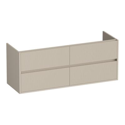Brauer Adore Wavy - Onderkast - 140 cm - met 4 Softclose Lades Greeploos en 2 Sifon Uitsparingen - Mat Beige