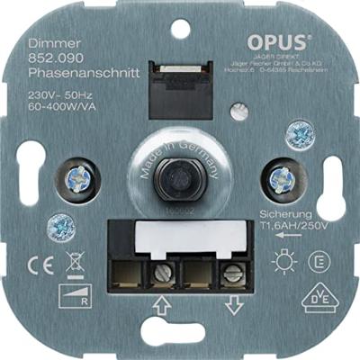Opus gloeilampen draaidimmer met druk-wisselschakelaar en schroefklemmen 60-600W