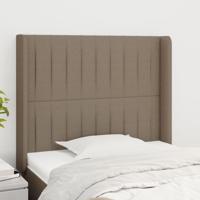 Hoofdbord met randen 83x16x118/128 cm stof taupe - thumbnail