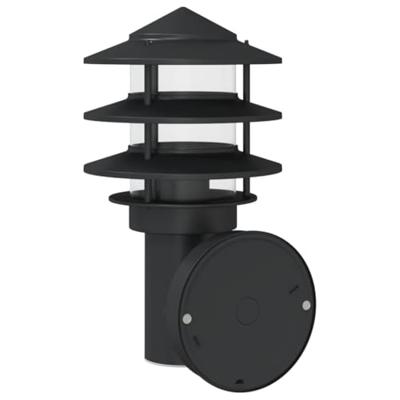 VidaXL Buitenwandlamp met sensor roestvrij staal zwart VidaXL Buitenwandlamp met sensor roestvrij staal zwart