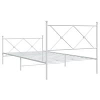 Bedframe met hoofd- en voeteneinde metaal wit 100x190 cm - thumbnail