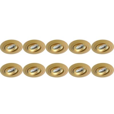 Kantelbare GU10 Inbouwspot Set - 10 stuks - Goud Aluminium - Ø92mm