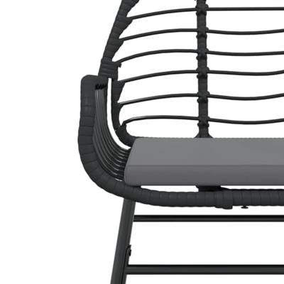 Tuinstoelen 2 st met kussens poly rattan zwart - thumbnail