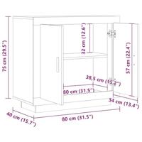 Dressoir 80x40x75 cm bewerkt hout artisanaal eikenkleur - thumbnail
