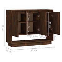 Dressoir 97x31x75 cm spaanplaat gerookt eikenkleurig - thumbnail
