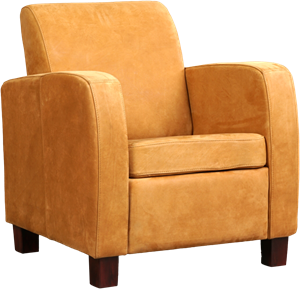 Cognac leren landelijke fauteuil Joy - poot hout bruin - Kenia Leer Cognac (cognac leer)