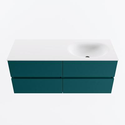 MONDIAZ VICA 120cm badmeubel onderkast Smag 4 lades. Wastafel MOON rechts 1 kraangat, kleur Talc.