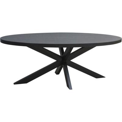 Livingfurn Ovale Eettafel 'Kala' Mangohout, 160 x 90cm, kleur zwart