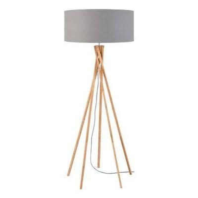 Good&Mojo Vloerlamp 'Kilimanjaro' Bamboe en Eco linnen, kleur Lichtgrijs