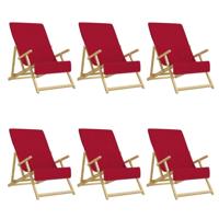 VidaXL Strandhanddoeken 6 st 400 g/m² 60x135 cm stof bordeauxrood - thumbnail