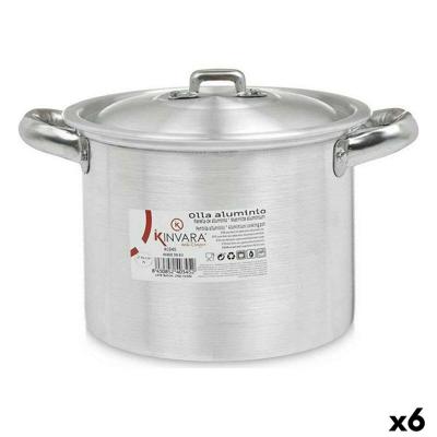 Casserolepan met deksel Kinvara Zilverkleurig Aluminium 23,5 x 15 x 18 cm (6 Stuks)