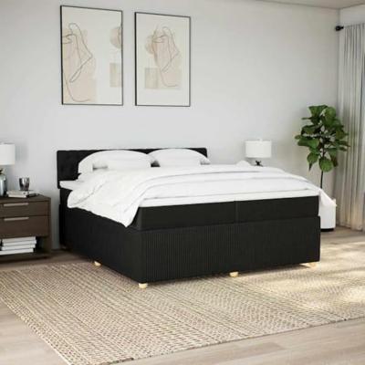 Boxspring met matras stof zwart 200x200 cm