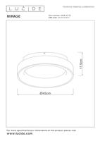 Lucide MIRAGE - Plafonnière - Ø 45 cm - LED Dimb. - 1x33W 2700K - Wit - thumbnail