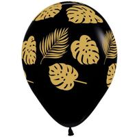 Ballonnen met Jungle en palmbladeren zwart goud 6 stuks - thumbnail