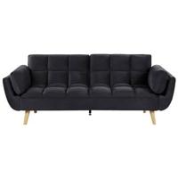 Beliani - ASBY - Slaapbank - Zwart - Fluweel - thumbnail
