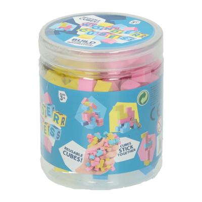 Plakkerige herbruikbare magische bouw blokken in container