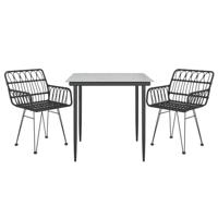 3-delige Tuinset poly rattan zwart - thumbnail
