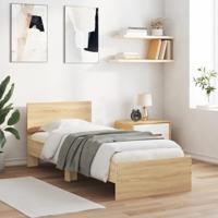 Bedframe met hoofdbord en LED sonoma eikenkleurig 75x190 cm - thumbnail