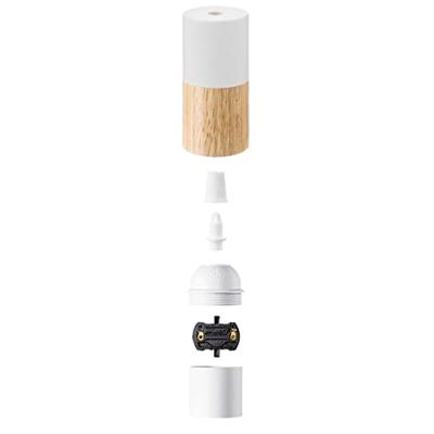 Light depot - combi fitting rond E27 - wit / hout - Outlet