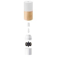 Light depot - combi fitting rond E27 - wit / hout - Outlet - thumbnail